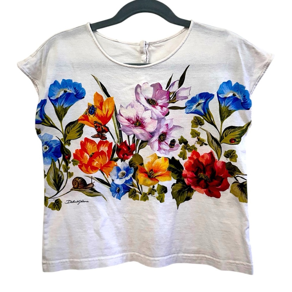 Dolce & Gabbana White Floral Short Sleeve Tee